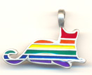Gay Pride Rainbow Cat Pendant